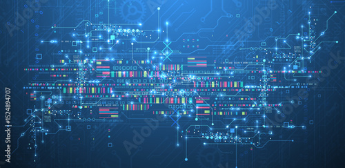 Abstract technology concept. Circuit board color background. Vector illustration