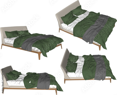 vector illustration design of bed with pillow and blanket