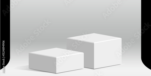 Minimal white podium stage in a clean studio setting with soft lighting. Perfect for product display, branding mockups, advertising, or modern design backgrounds.
