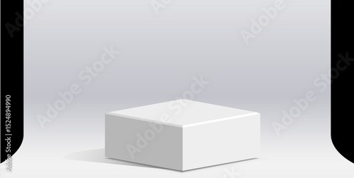Minimal white podium stage in a clean studio setting with soft lighting. Perfect for product display, branding mockups, advertising, or modern design backgrounds.