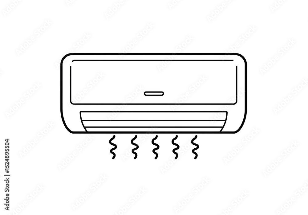 Fototapeta premium A minimalist line drawing of an air conditioner unit blowing cool air on a white background design art