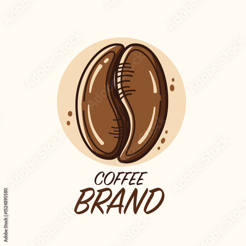 Coffee bean logo with "Coffee Brand" text, ideal for beverage company branding, coffee shops, or product labels.