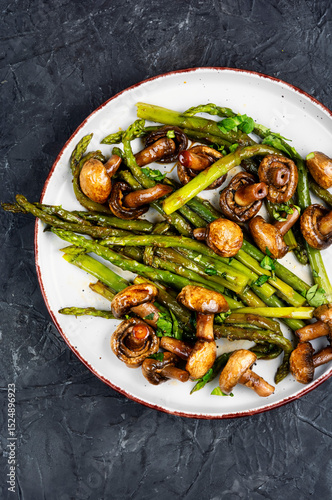 Roasted asparagus and mushrooms.