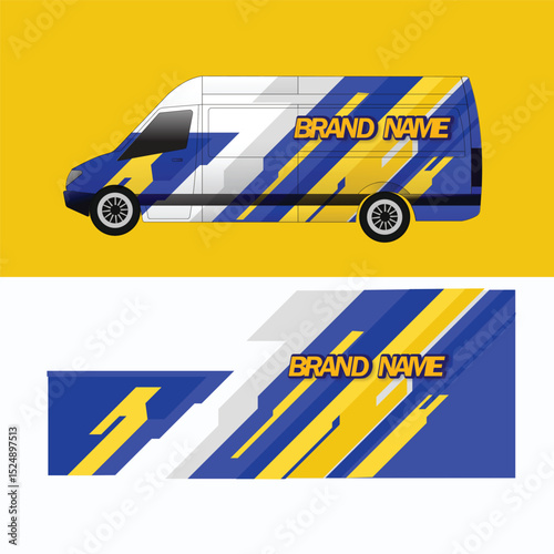 cargo van car body sticker design vector. freight forwarding company cargo van
