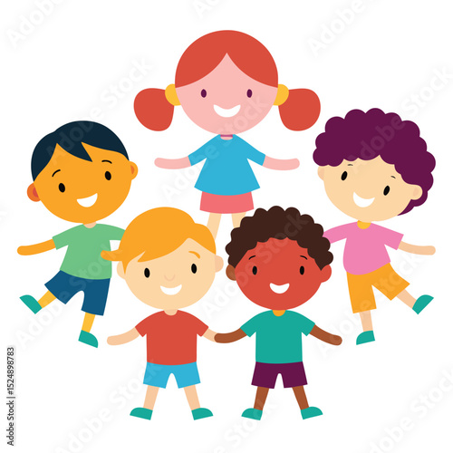 Cheerful Diverse Children Illustration Vector Graphic of Happy Kids