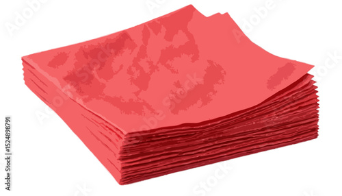 Red paper napkin isolated on transparent background 