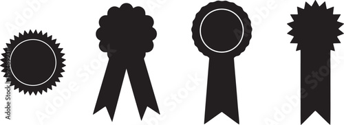 award ribbon silhouette, ribbon badge vector, prize ribbon outline, winner badge sketch, first place ribbon icon, award emblem design, medal ribbon silhouette, competition award shape,