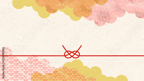 Japanese pattern frame-8　和柄で和風モダンな背景。日本風なフレーム。水彩の和柄がきれいな壁紙。