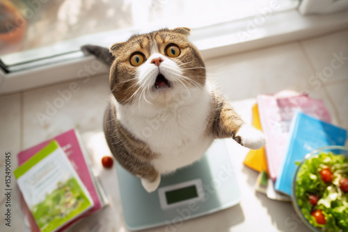 Scottish Fold Cat Reacting Dramatically to Its Weight