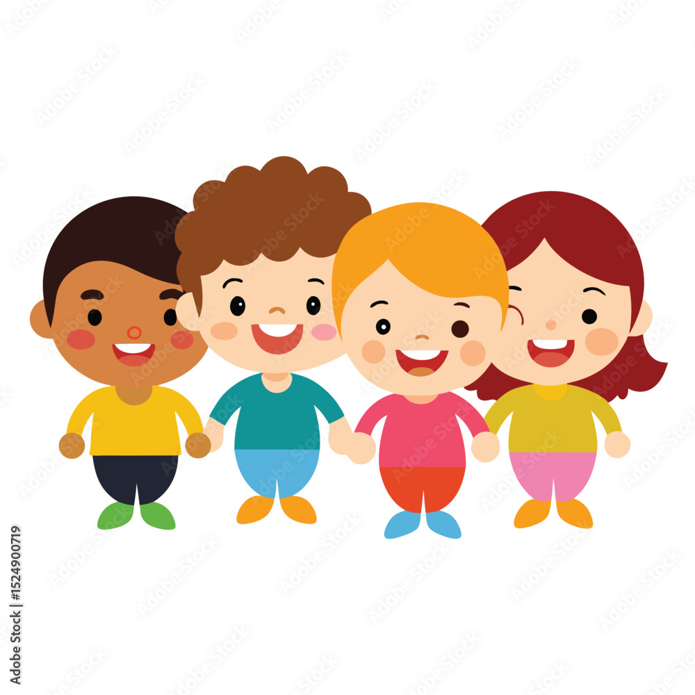 Happy Diverse Group of Children Illustration Happy Diverse Group of Children Illustration