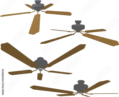 Vector illustration of classic vintage antique propeller ceiling fan design to eliminate indoor heat