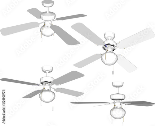 Vector illustration of classic vintage antique propeller ceiling fan design to eliminate indoor heat 