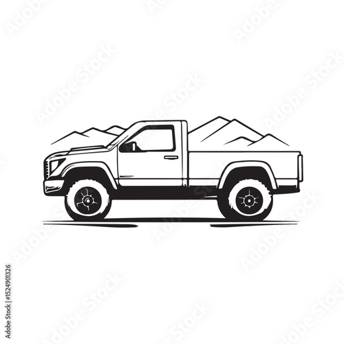 Vector illustration of a van on a mountainside, capturing a beautiful outdoor adventure for travel themes, camping designs, road trip posters or adventure lifestyle branding.