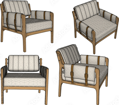 vector illustration design of wooden chair table dining room ethnic traditional vintage 