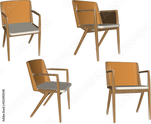 vector illustration design of wooden chair table dining room ethnic traditional vintage 