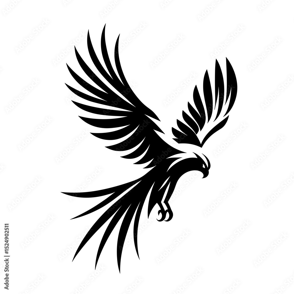Fototapeta premium Soaring eagle vector in tribal winged style