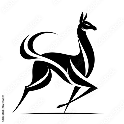 Elegant llama vector in tribal graphic style