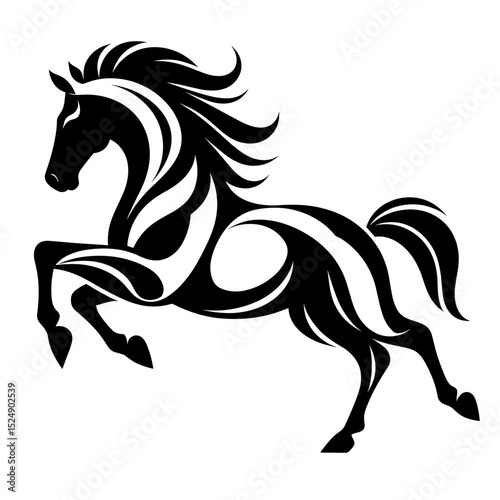 Galloping horse in dynamic tribal vector style