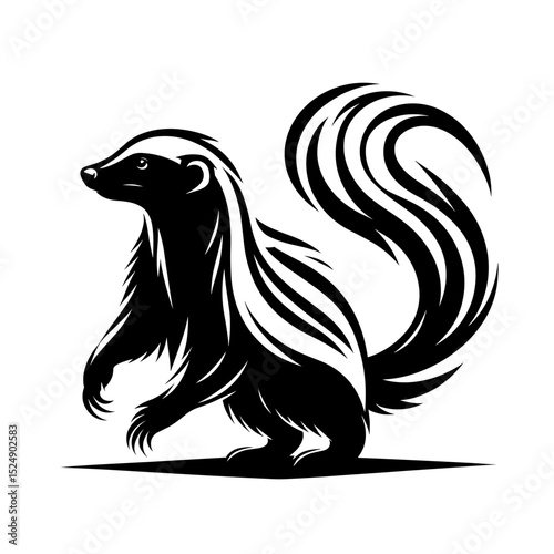 Skunk standing in tribal decorative vector style