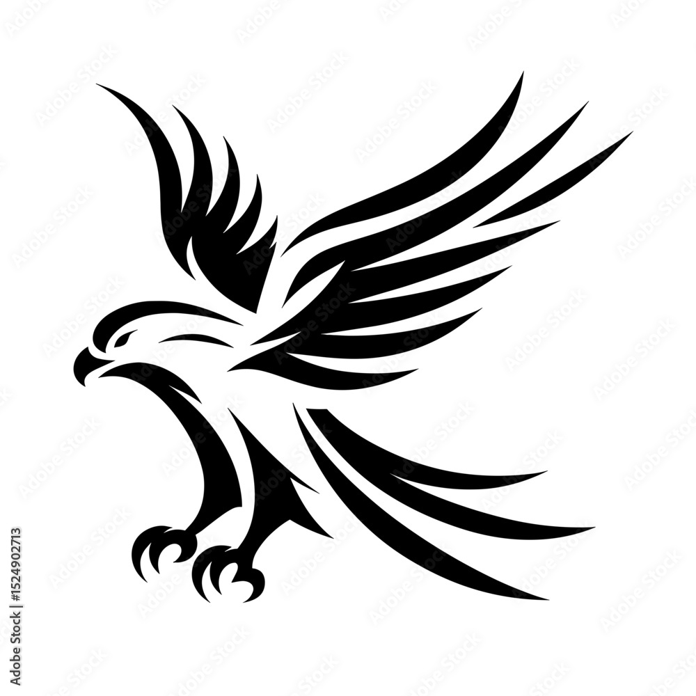Fototapeta premium Tribal eagle vector in attacking flight pose