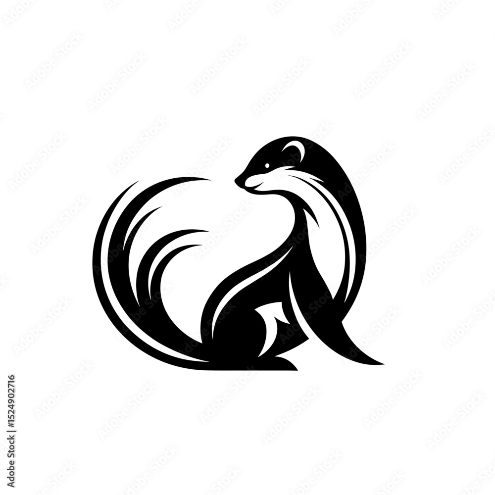 Fototapeta premium Tribal ferret vector in sitting decorative form