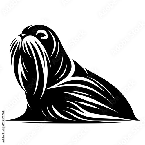 Tribal walrus vector in stylized resting pose