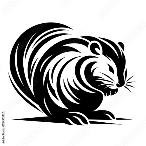 Tribal chipmunk vector in curled dynamic form
