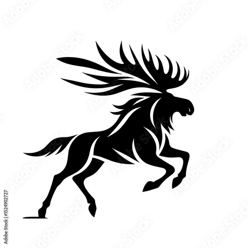 Tribal moose vector in dynamic bold motion