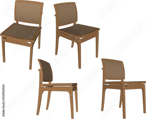vector illustration design of wooden chair table dining room ethnic traditional vintage