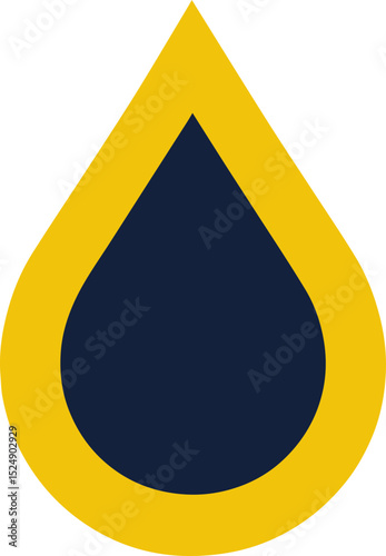 Yellow water droplet icon with black center representing oil