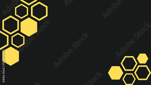 Beehive honey sign with hexagon grid cells on black background vector.