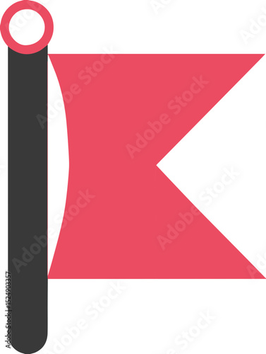 Red triangular flag icon on black pole in minimal style