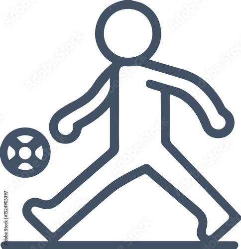 Soccer player icon kicking ball in motion silhouette style