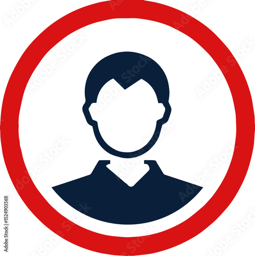Male avatar icon in red circle with suit and short hair