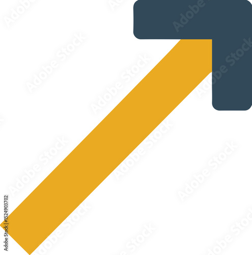 Arrow icon pointing up and right in yellow and navy colors