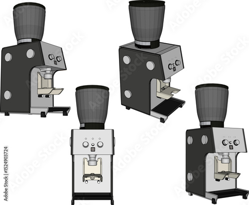 Vector illustration of a grinder machine design for grinding coffee beans to be served in cafes and restaurants 