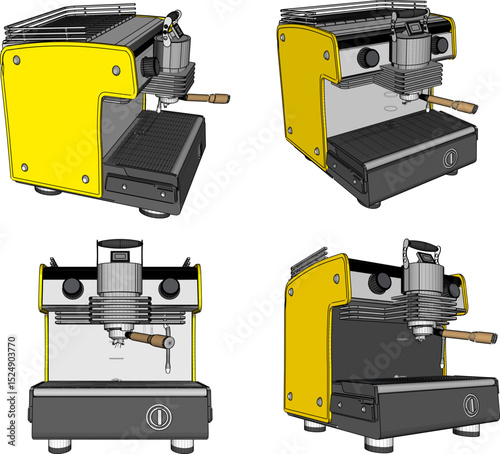 Vector illustration of a grinder machine design for grinding coffee beans to be served in cafes and restaurants 
