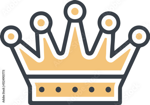 Golden crown icon with circles on top and thick black outline