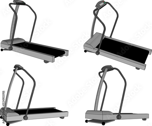 vector illustration of a simple modern treadmill sport fitness machine design