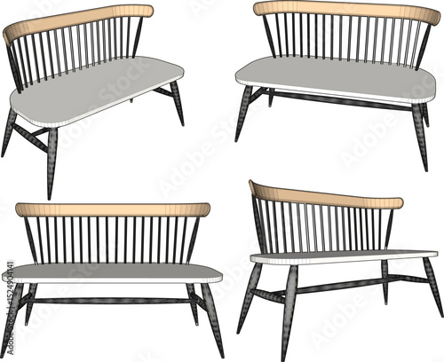 vector illustration of a wooden park bench design for sitting