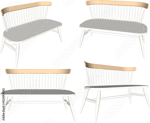 vector illustration of a wooden park bench design for sitting