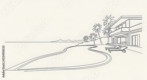 Beach House Line Drawing