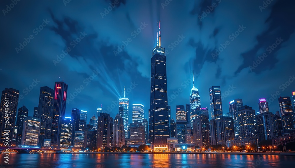 Fototapeta premium Chicago Skyline Backgrounds - Cityscape Design