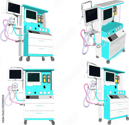 vector illustration of anesthesia machine design for detecting diseases in modern hospitals