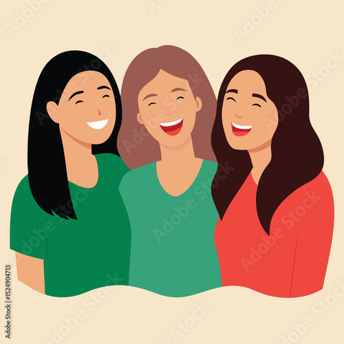 Joyful Laughter Three Best Friends Sharing a Happy Moment