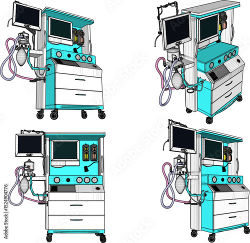 vector illustration of anesthesia machine design for detecting diseases in modern hospitals
