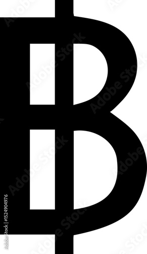 Thai Baht (฿) Currency Symbol - Isolated Black Icon