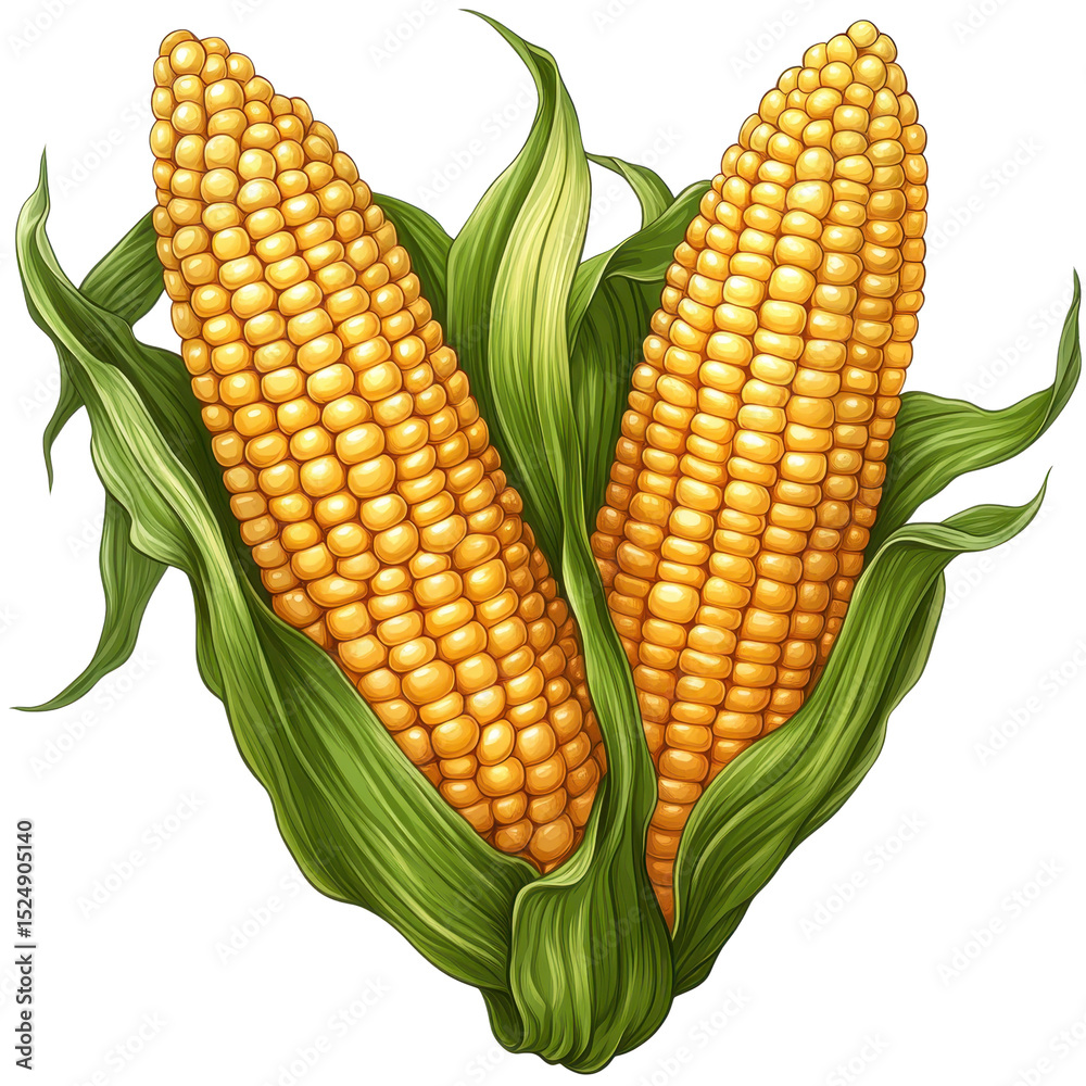 Obraz premium Corn Cobs Clip art Illustration Isolated Isolated On Transparent Background