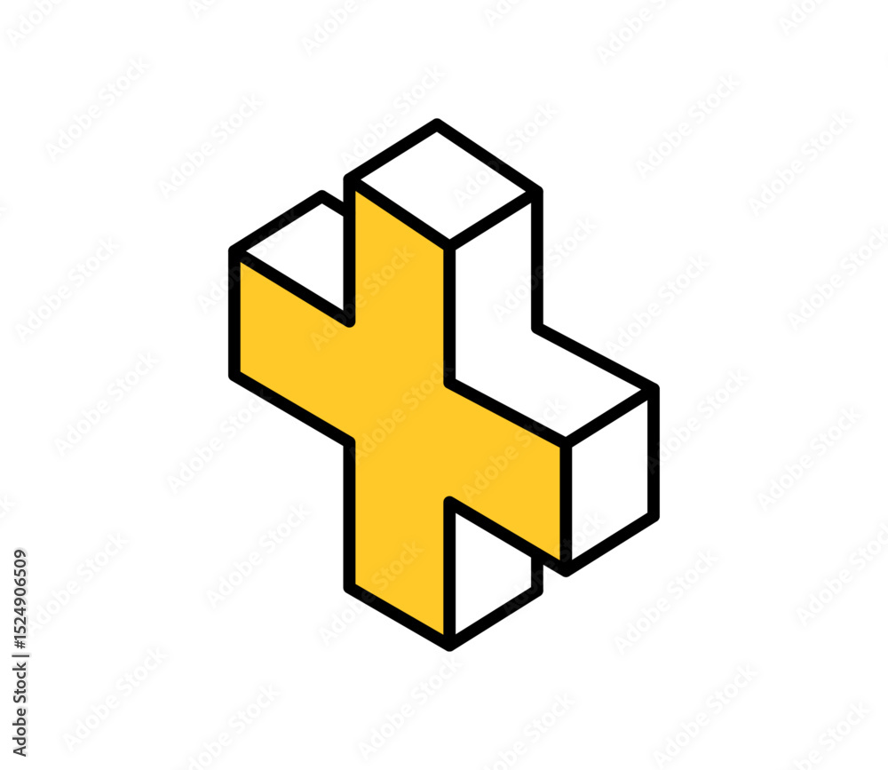 Obraz premium シンプルな十字のイラスト アイソメ 