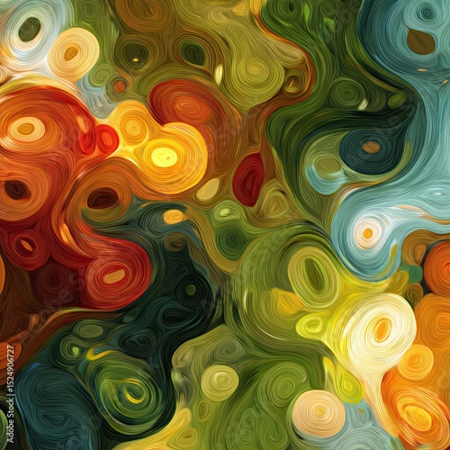 Abstract swirls of rich, autumnal colors creating a vibrant, dynamic pattern